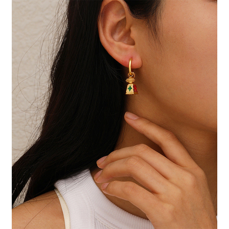Enamel Oil-Drip Earrings for Women