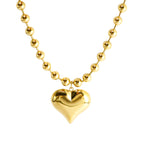 Bead chain 18K gold heart pendant necklace