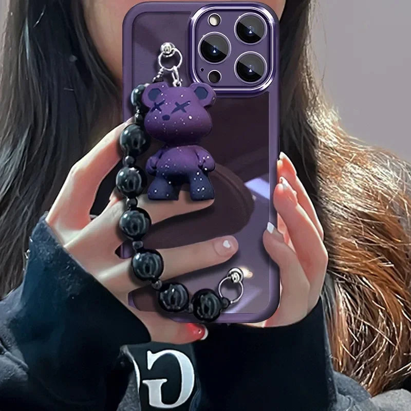 TPU Soft Teddy Bear Bracelet for IPhone case