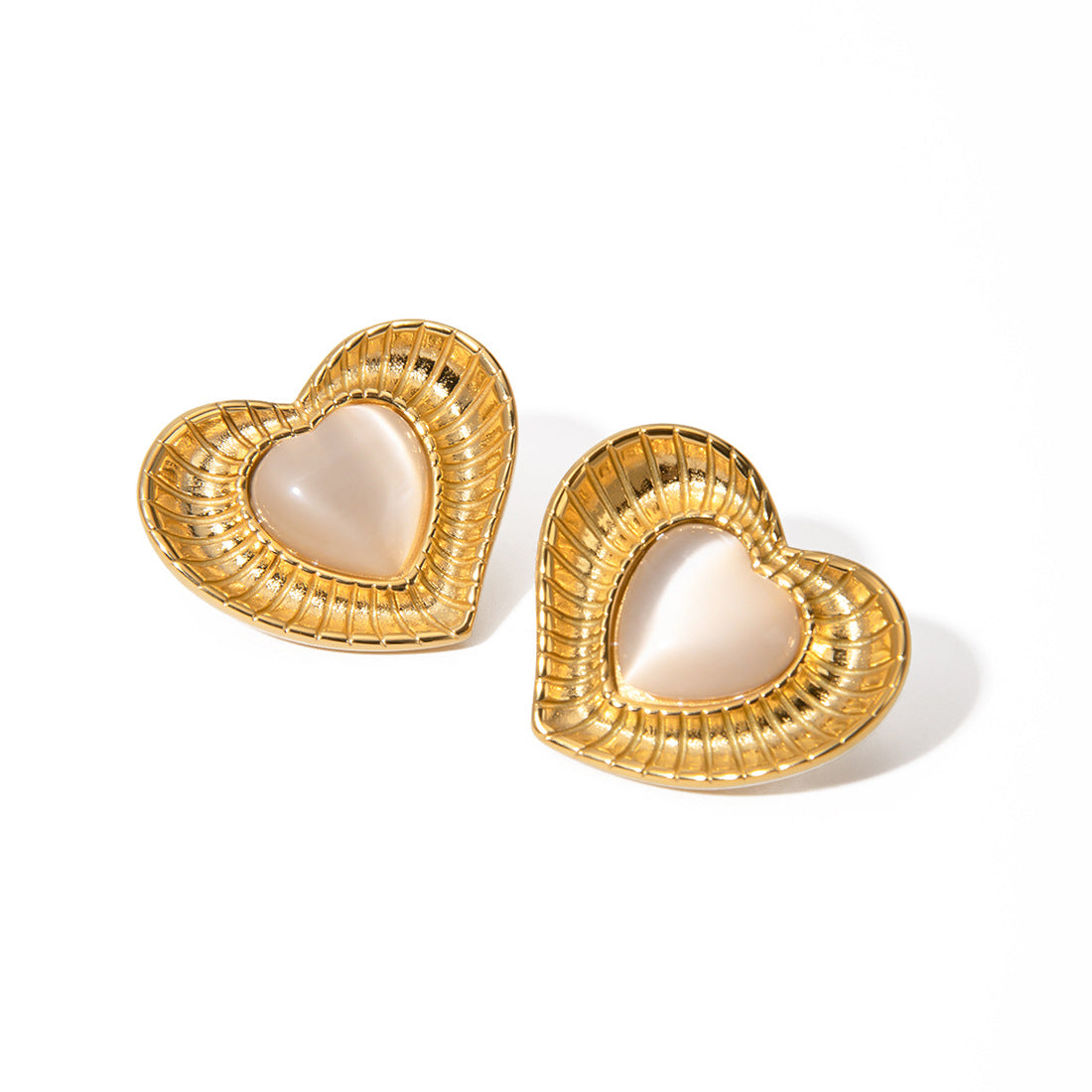White cat eye stone earrings