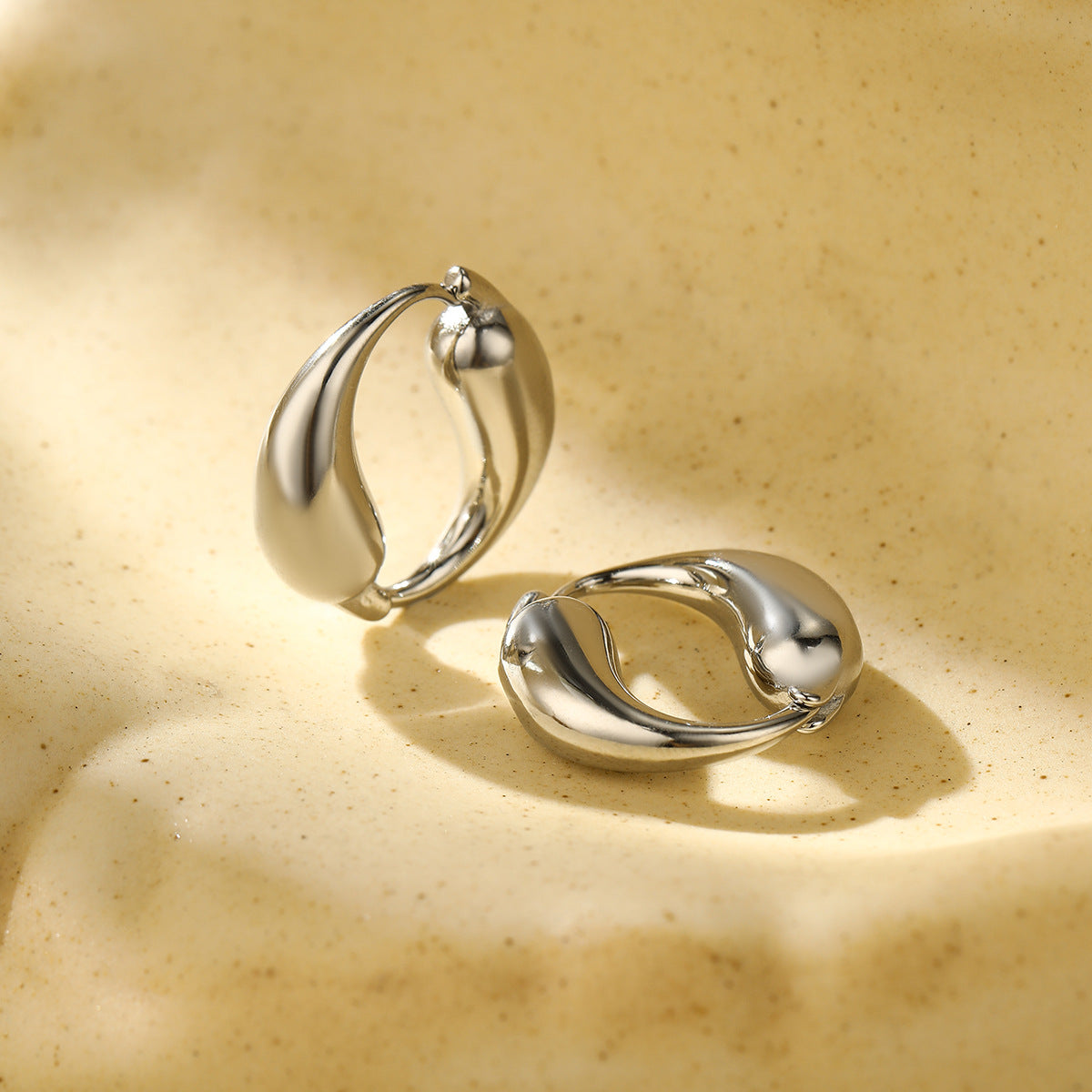 O-shaped Stainless Steel Earrings with Gold Finish