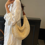 Casual Large Capacity Handmade Straw Shoulder  Purse