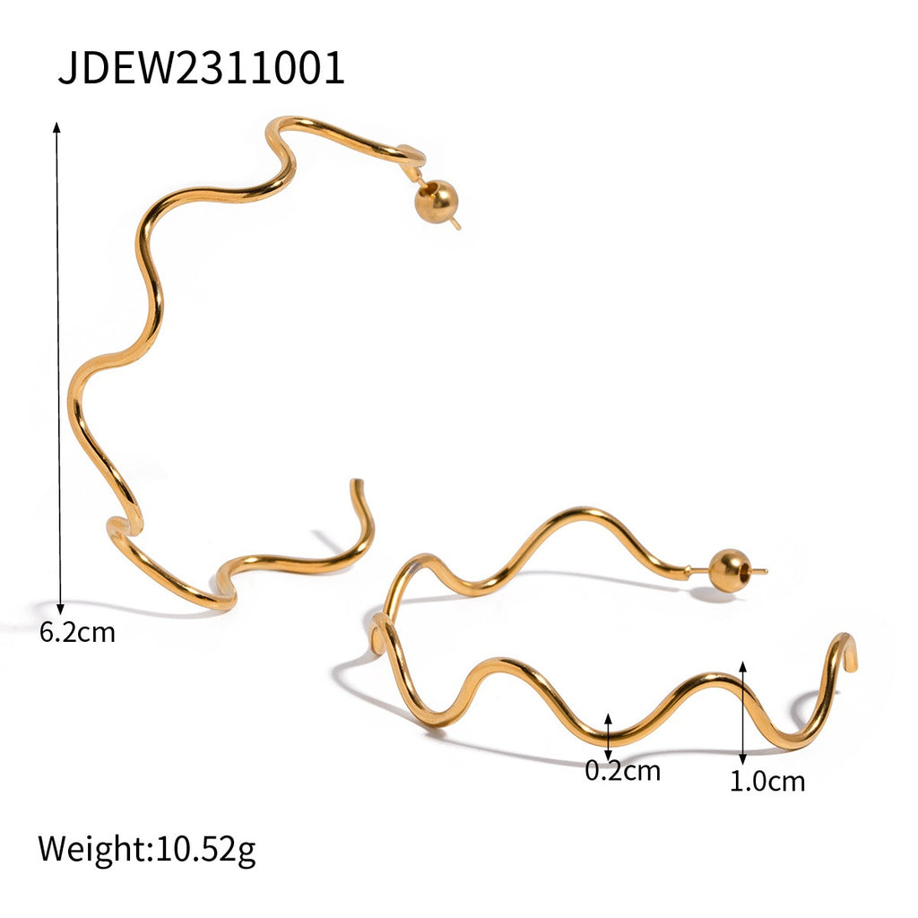 Gold Plated Stainless Steel Wave Pull Necklace Jewelry