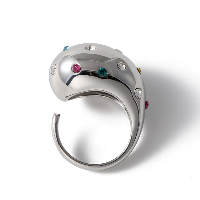 Uworld Stainless Steel Half Empty Chunky Exclusive Ring 18K PVD Plated Waterproof Texture Personalized Statement Jewelry Women