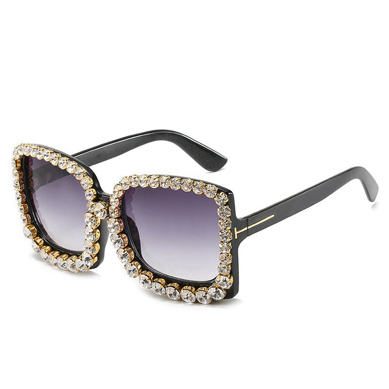 Vintage Oversized Square Colorful Diamond Sunglasses
