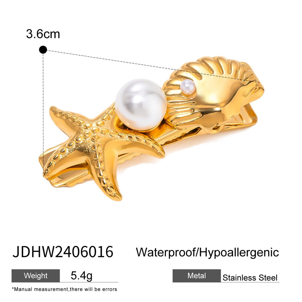 Stainless steel shell hair clip with bangs and metal hair accessories