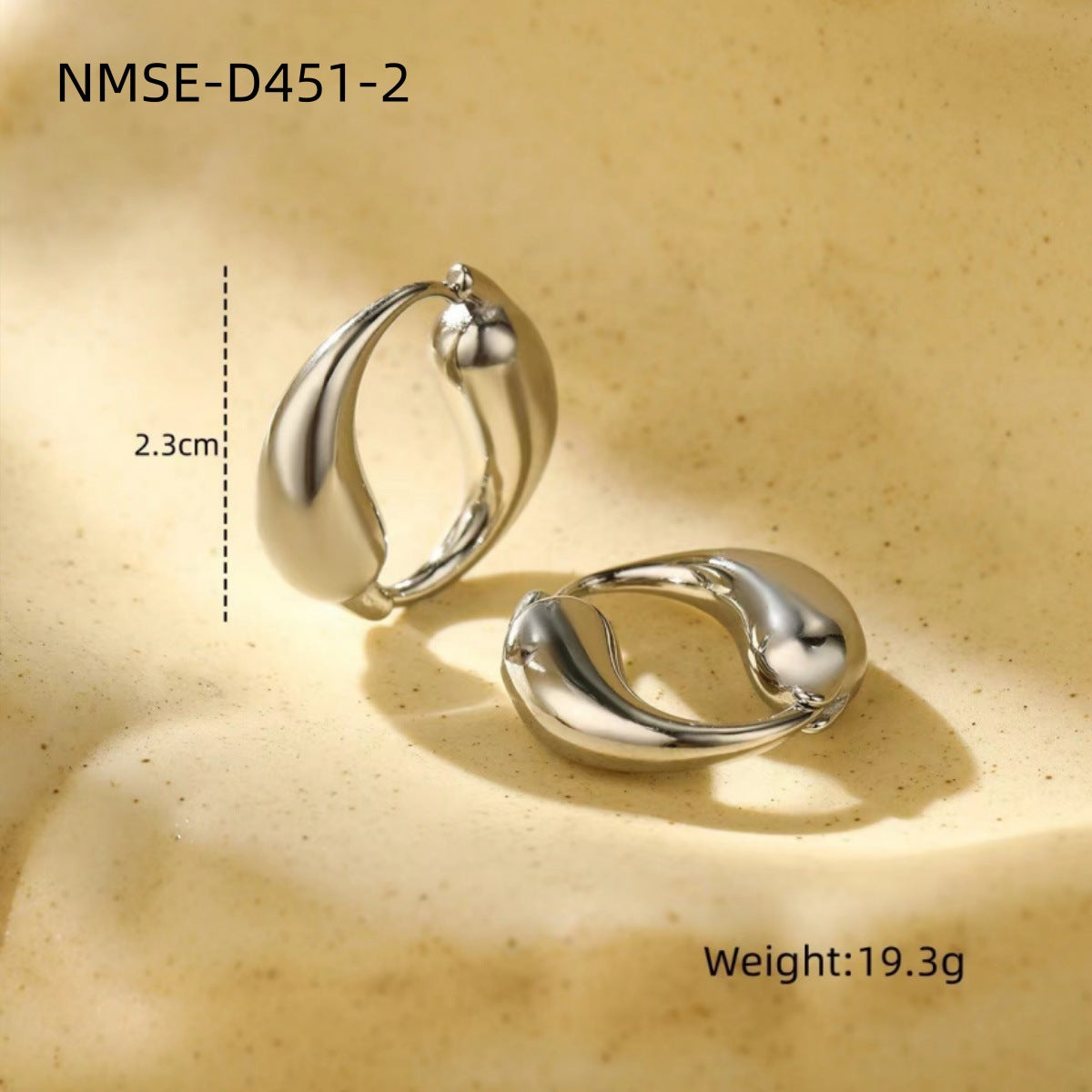 O-shaped Stainless Steel Earrings with Gold Finish