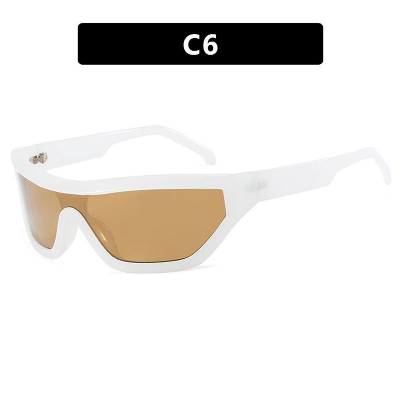 Conjoined Y2K Sunglasses Hip Hop Hot Girl Sunglasses Bounce Di Sunglasses Personalized Outdoor Street Shooting Sunglasses Narrow Frame