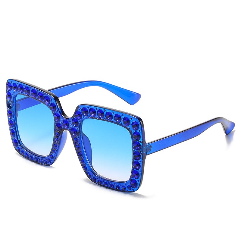 Vintage Oversized Square Colorful Diamond Sunglasses