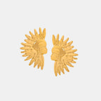 Wrinkled texture titanium steel gold-plated earrings