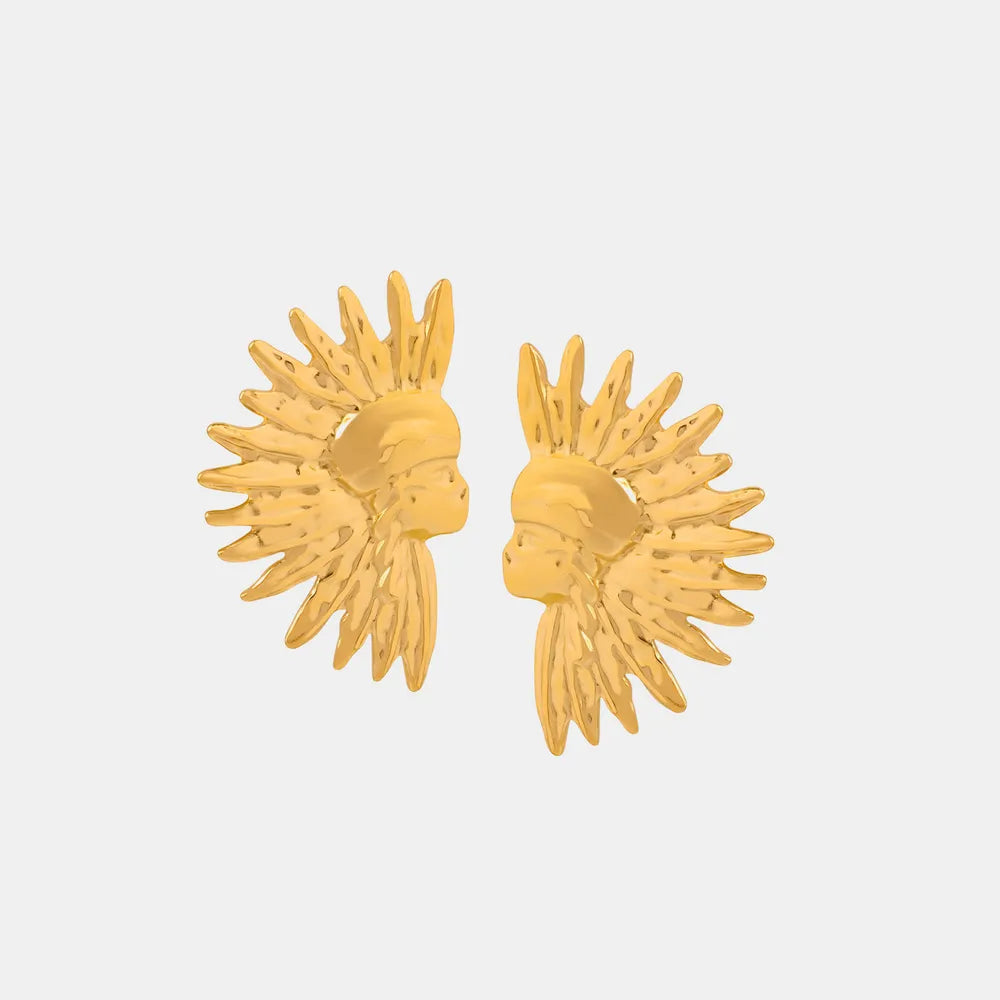 Wrinkled texture titanium steel gold-plated earrings