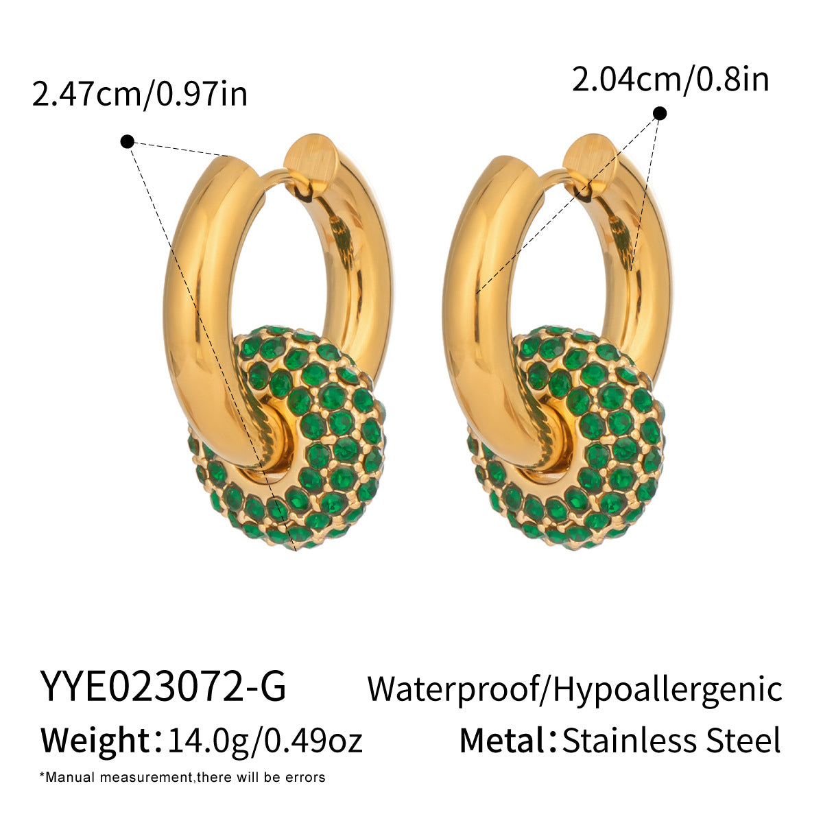 18K gold stainless steel detachable earring