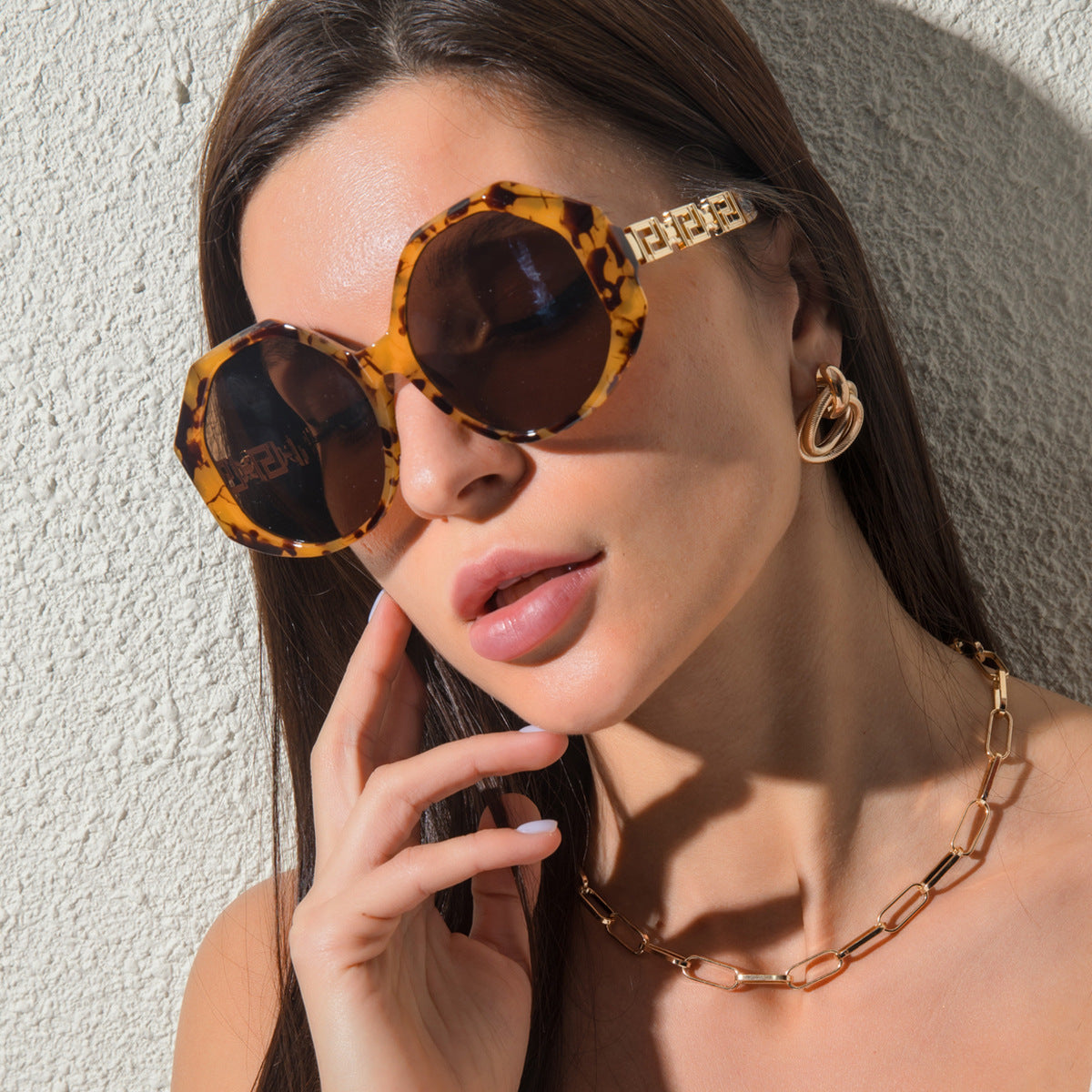New Large Frame Polygonal Sunglasses Retro Street Shooting Sunglasses Men And Women Trend Sunglasses