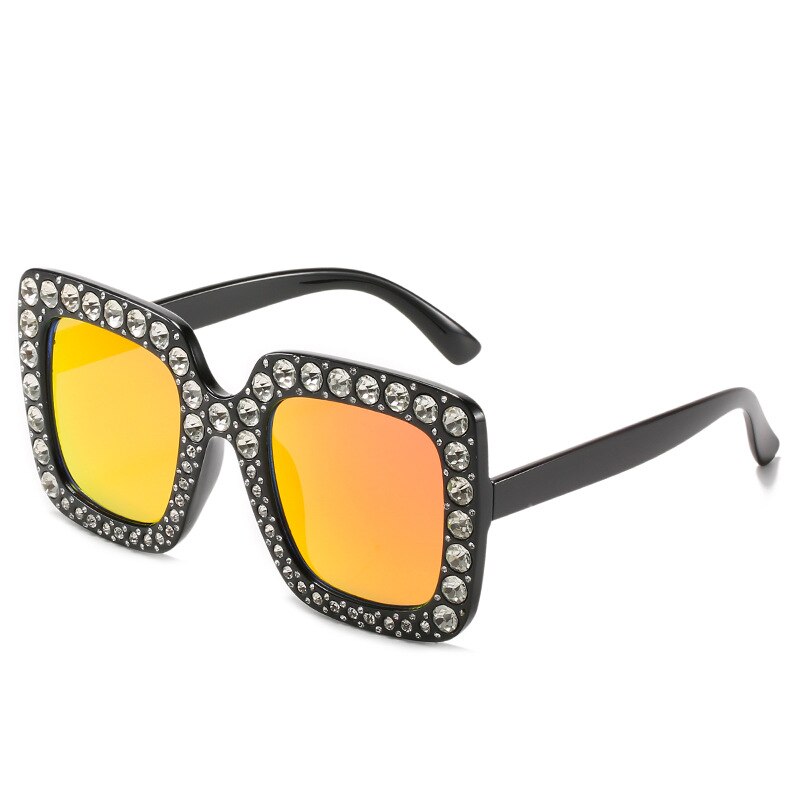 Vintage Oversized Square Colorful Diamond Sunglasses