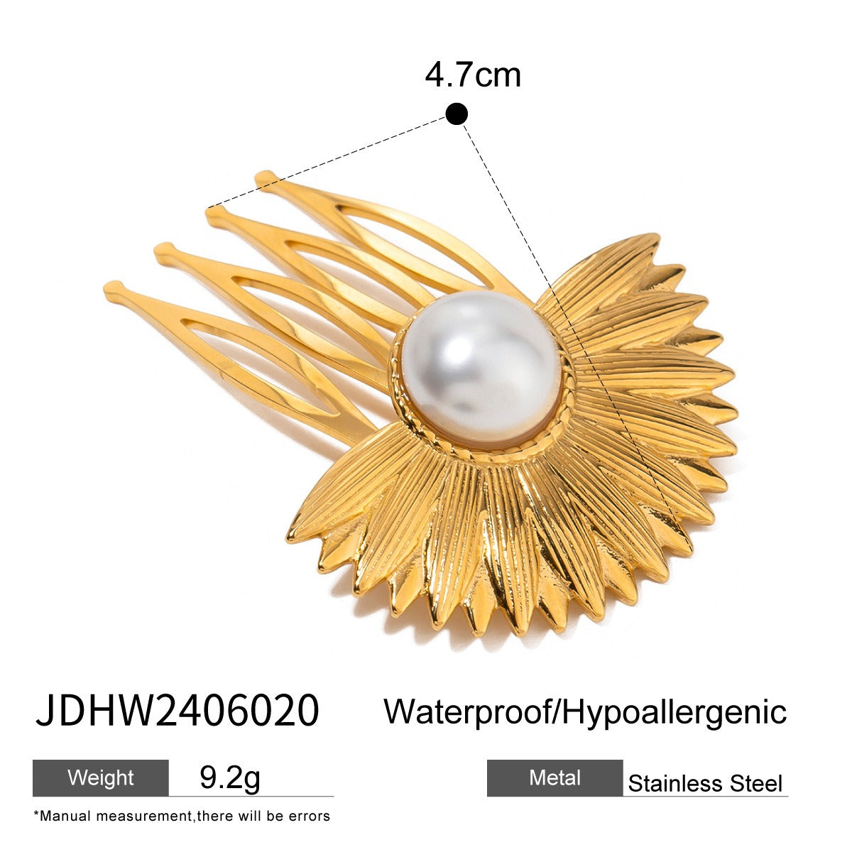Stainless steel shell hair clip with bangs and metal hair accessories