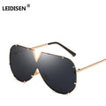 LEIDISEN  One Piece Sunglasses Men Brand Designer High Quality Oversized Sunglasses For Women Sunglass Metal UV400 Mirror