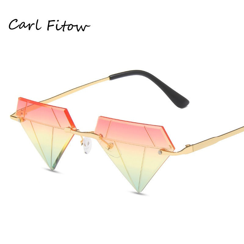 Irregular Ball Diamond Sunglasses Female European and American Fashion Small Frame Sunglasses Trend Frameless Personality Sunglasses