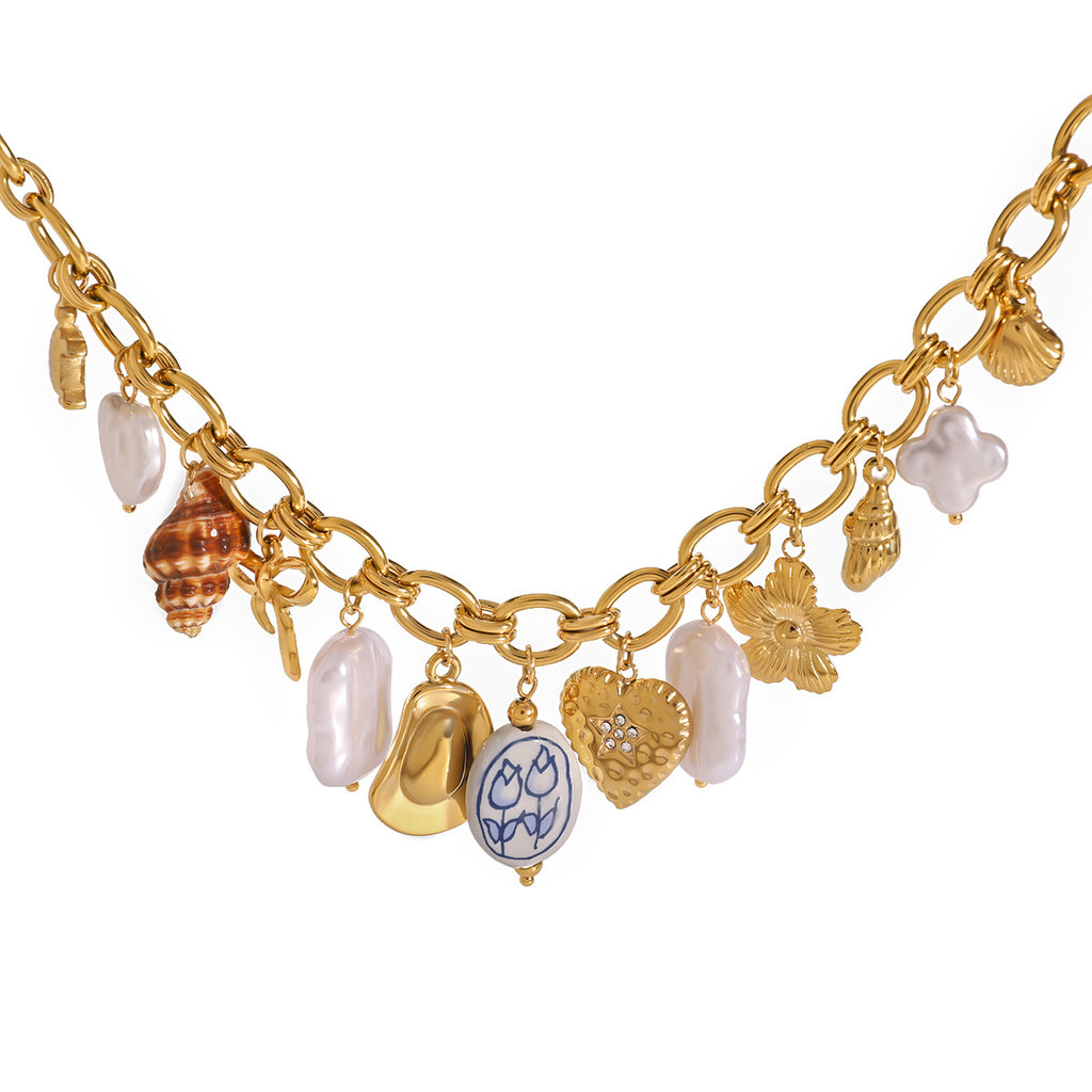 American stainless steel necklace ceramic pendant