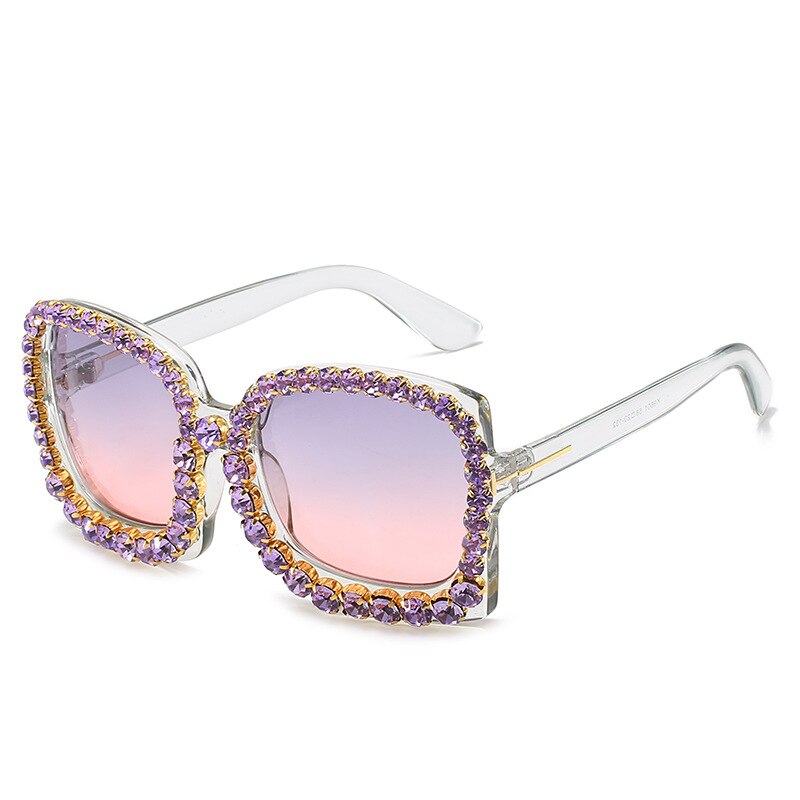 Vintage Oversized Square Colorful Diamond Sunglasses