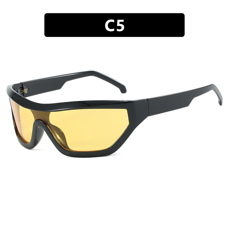 Conjoined Y2K Sunglasses Hip Hop Hot Girl Sunglasses Bounce Di Sunglasses Personalized Outdoor Street Shooting Sunglasses Narrow Frame