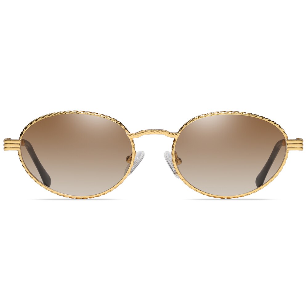 Gold metal oval sunglasses