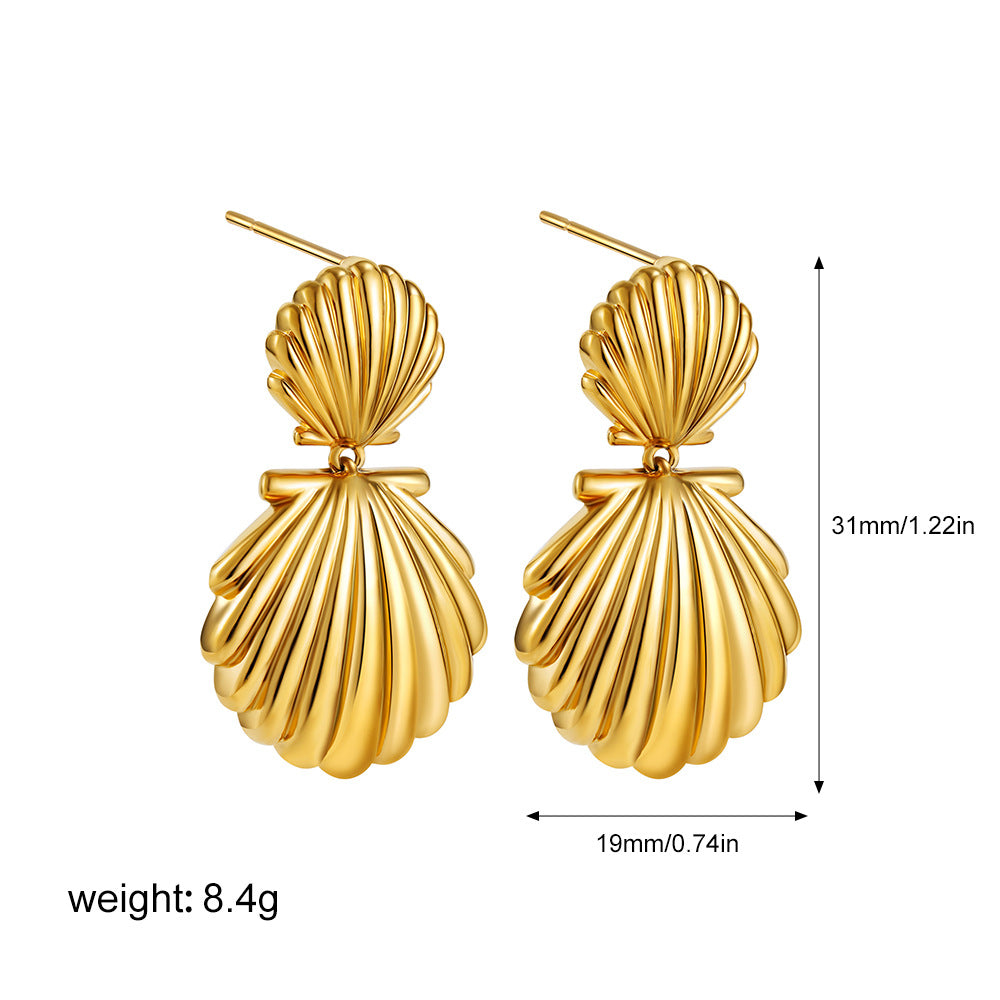 Ocean Wind Shell Titanium Steel Earrings