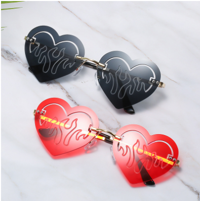 Fashion Rimless Heart Sunglasses