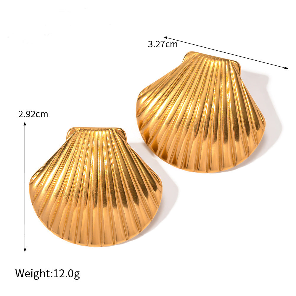 Ocean Wind Shell Titanium Steel Earrings