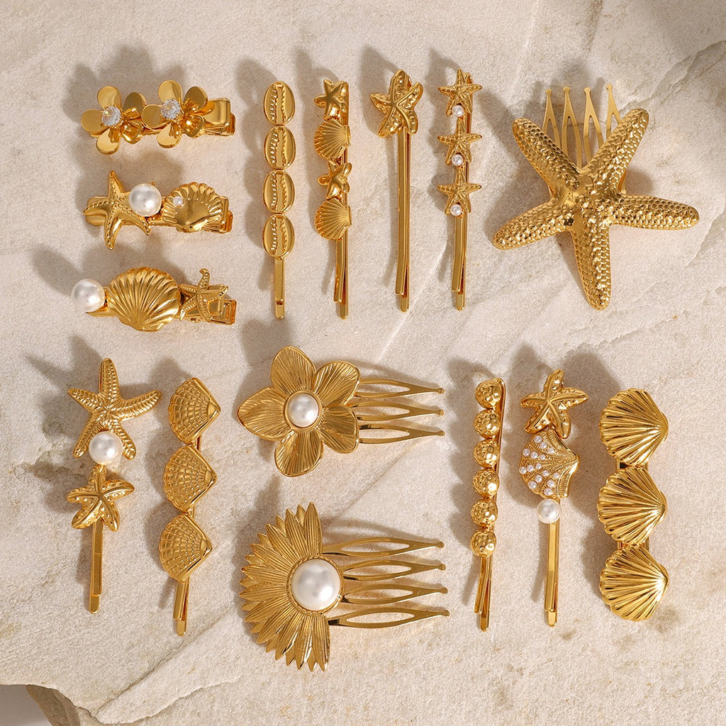 Stainless steel shell hair clip with bangs and metal hair accessories