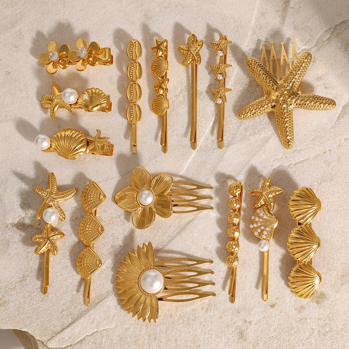 Stainless steel shell hair clip with bangs and metal hair accessories