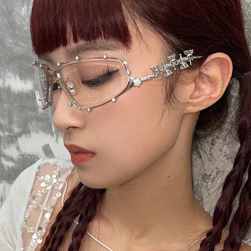 Diamond studded eyeglass frame