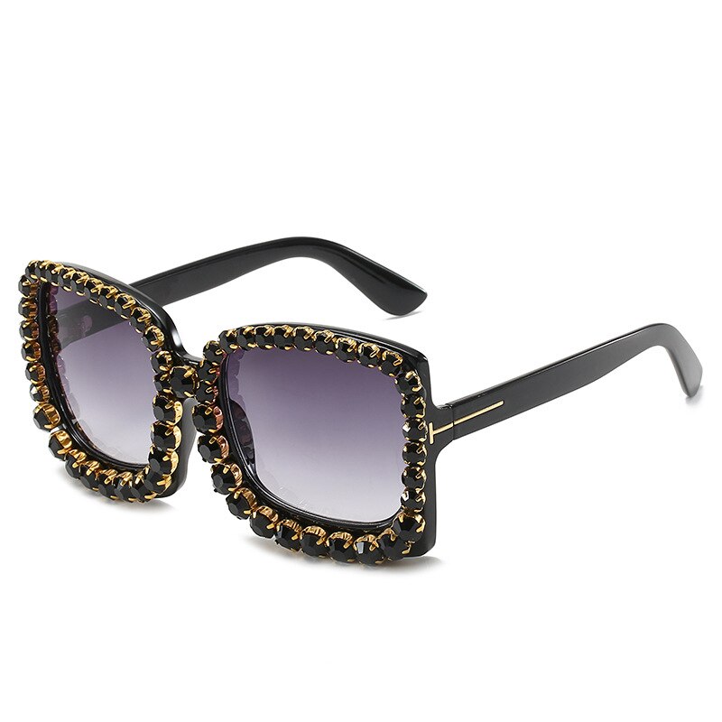 Vintage Oversized Square Colorful Diamond Sunglasses
