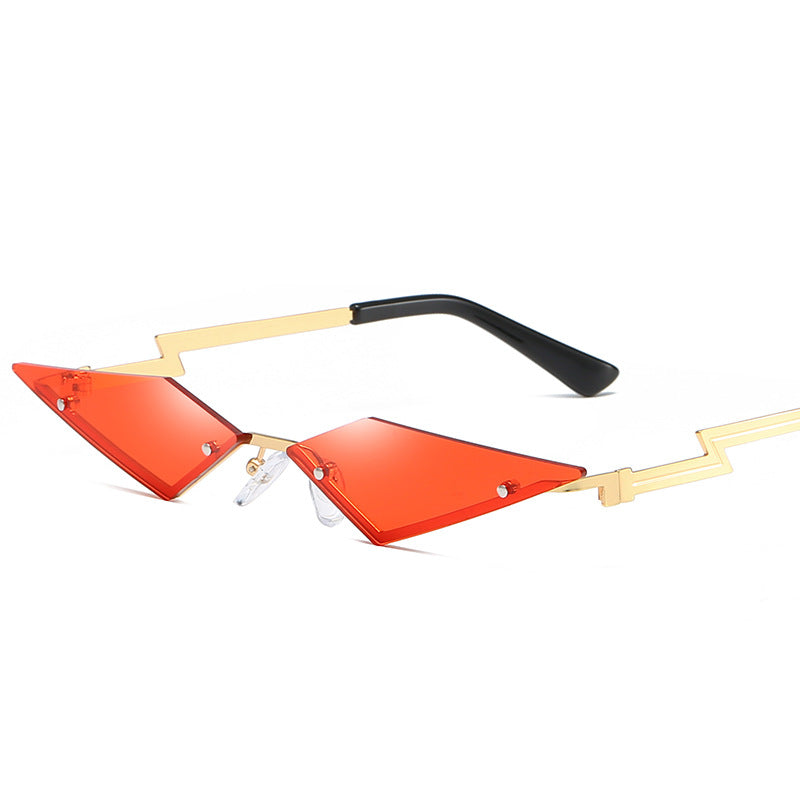 New Fashion Frameless Sunglasses Female Fashion Personality Color Film Street Shooting Sunglasses Metal Sunglasses