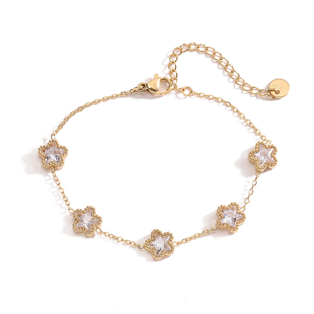 Zircon titanium steel bracelet for women