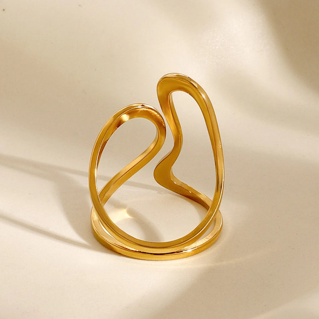 18k gold stainless steel irregular opening ring