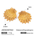 Creative Stainless Steel 18k Gold Plated Ocean Style Shell Ribbed Hammer Grain Earrings Personalized Jewelry Attractive Women