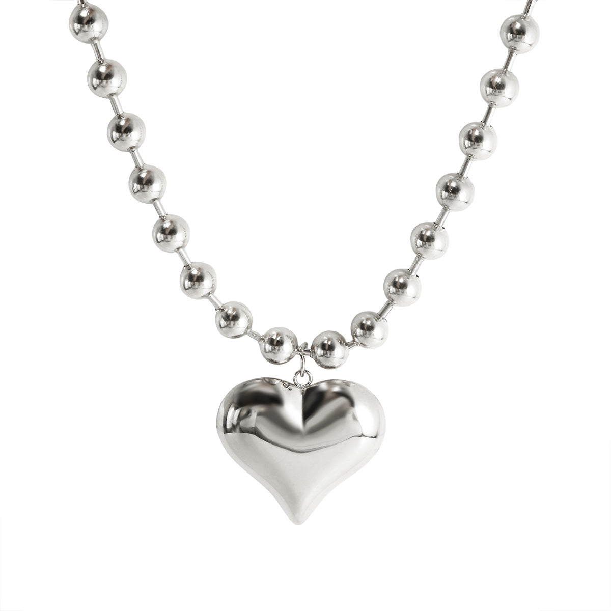 Bead chain 18K gold heart pendant necklace
