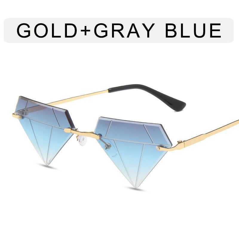 Irregular Ball Diamond Sunglasses Female European and American Fashion Small Frame Sunglasses Trend Frameless Personality Sunglasses