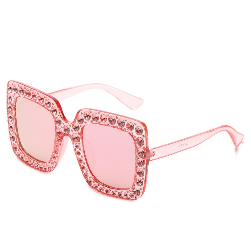Vintage Oversized Square Colorful Diamond Sunglasses