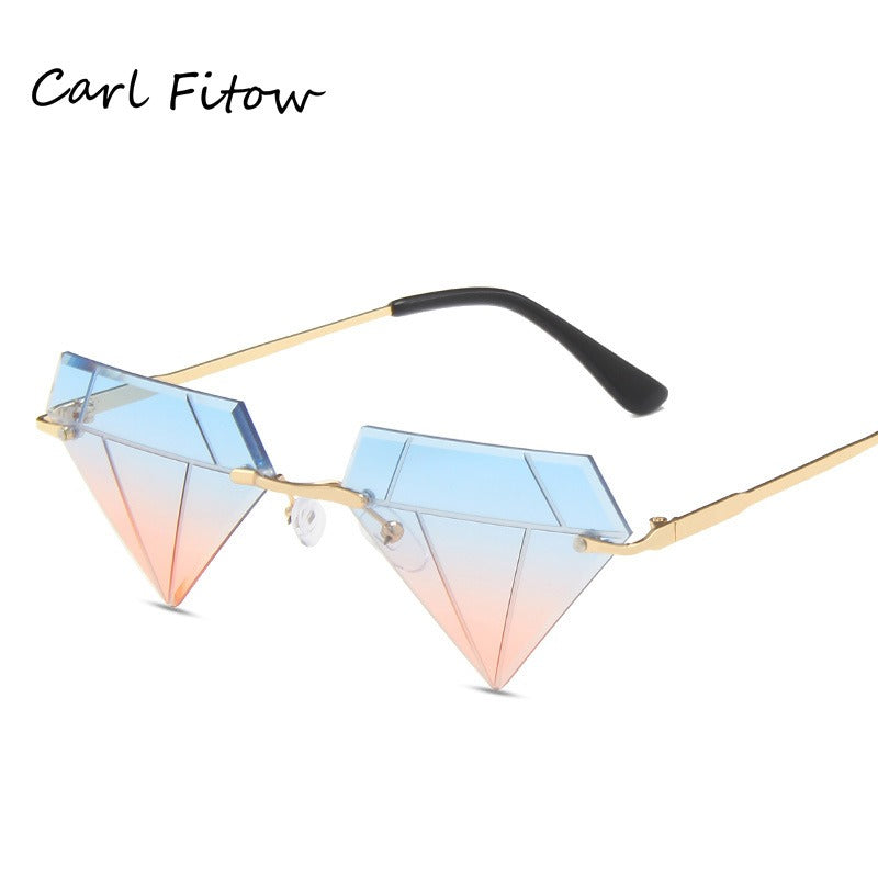 Irregular Ball Diamond Sunglasses Female European and American Fashion Small Frame Sunglasses Trend Frameless Personality Sunglasses