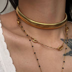 Titanium Steel Gypsy Elastic Choker Gold and Silver Necklace