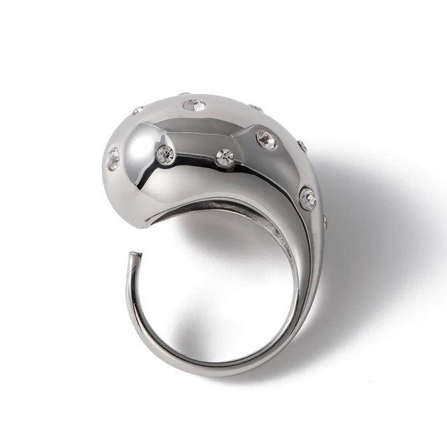Uworld Stainless Steel Half Empty Chunky Exclusive Ring 18K PVD Plated Waterproof Texture Personalized Statement Jewelry Women