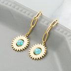 Titanium Steel Dripping Oil Turquoise Earrings
