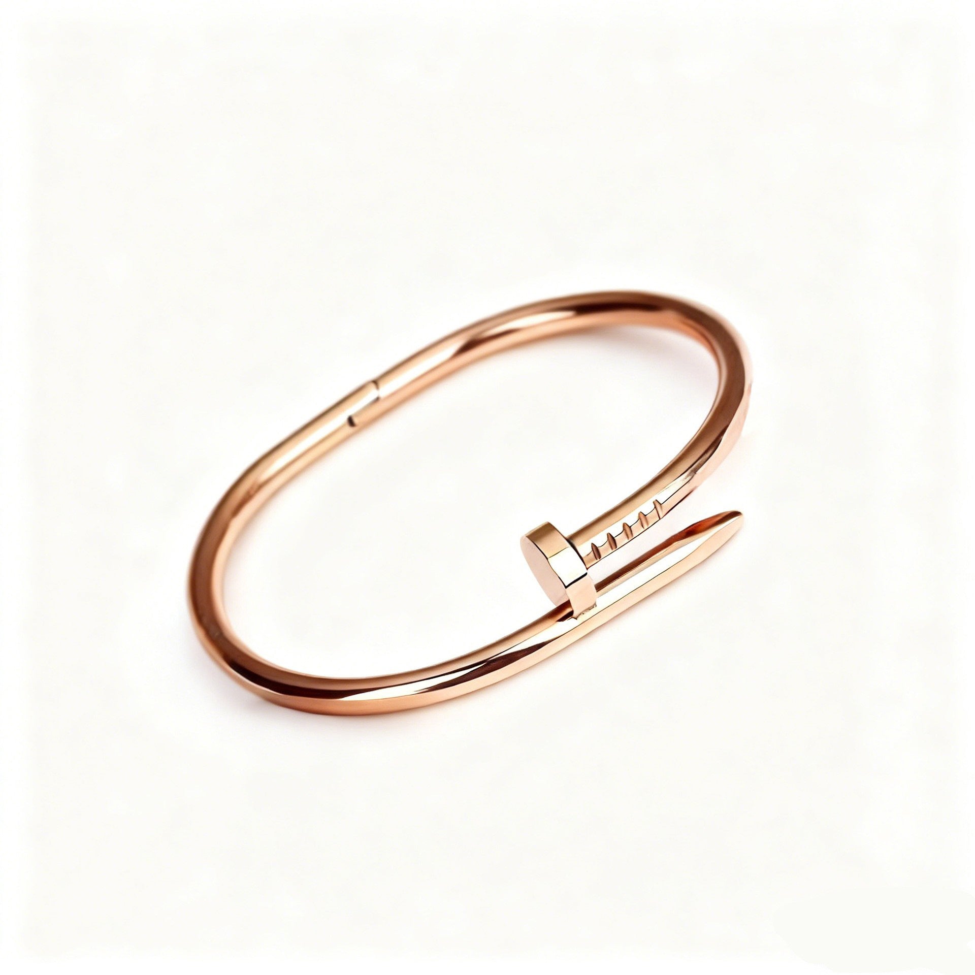V Gold Classic Full Rhinestone Stud Bracelet with Diamond-Encrusted Ends, Thick 18K Rose Gold Plated, Luxury Couple Bracelet
