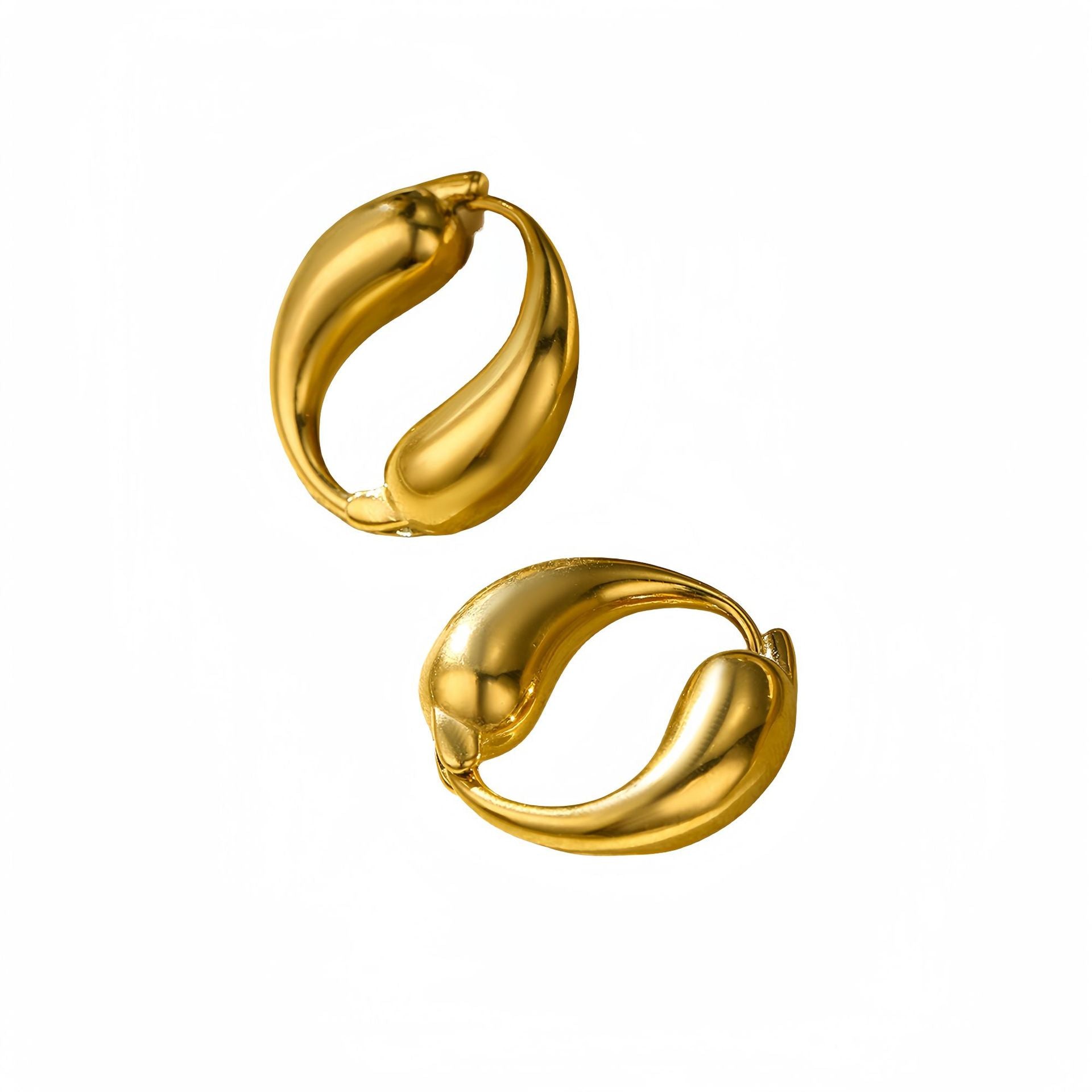 O-shaped Stainless Steel Earrings with Gold Finish