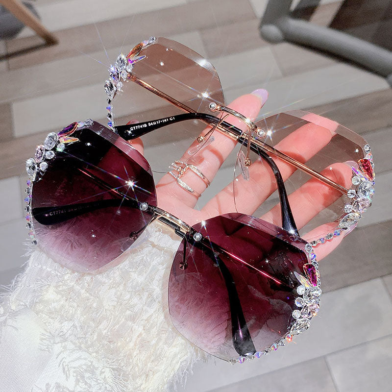 Vintage Rimless Rhinestone Sunglasses