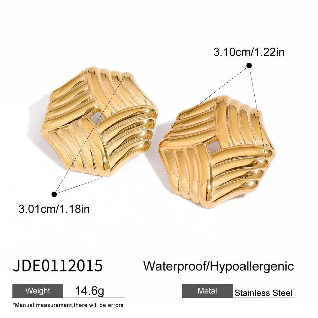 Vanessa Criss Cut Gold Earrings - Viexta