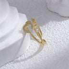 G Diamond-embedded Open Ring - Viexta