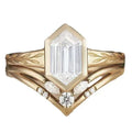 Gold Wheat Shape Rectangular Zircon Ring - Viexta
