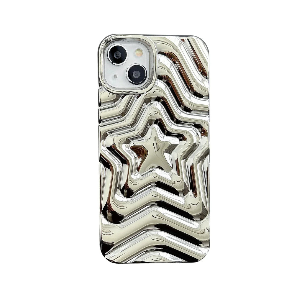 three-dimensional-silver-star-soft-shell-iphone-case - Viexta